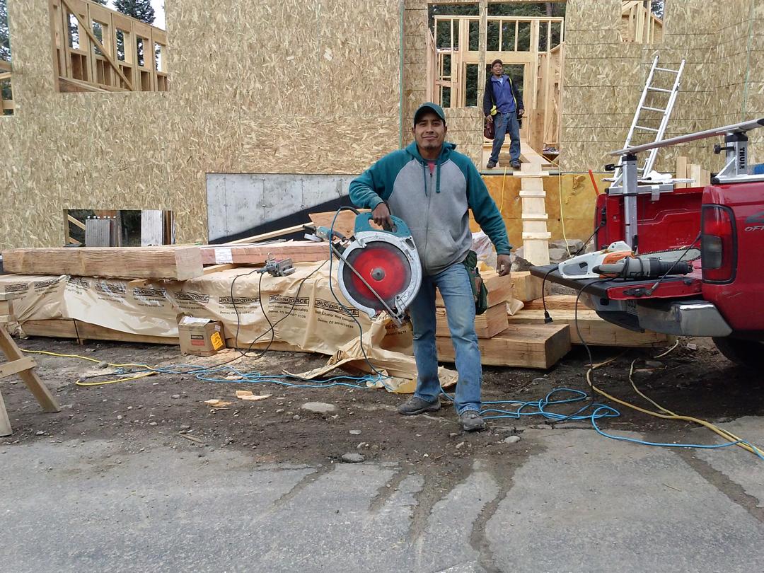 VM Carpentry crew member on a framing job in Colorado